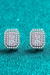 1 Carat Moissanite and Zircon Contrast Geometric Stud Earrings - Pahabu