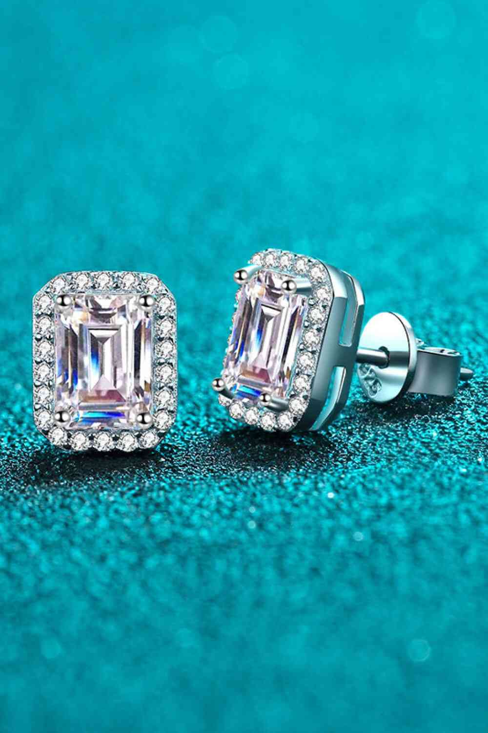 Adored 1 Carat Moissanite Rhodium-Plated Square Stud Earrings - Pahabu