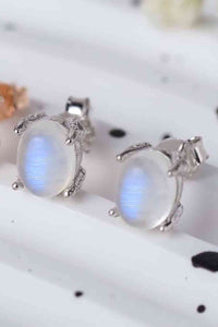 High Quality Natural Moonstone 925 Sterling Silver Stud Earrings - Pahabu