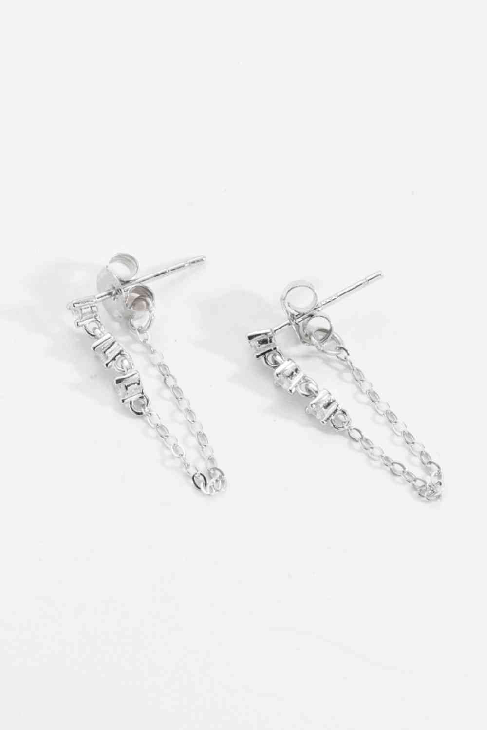 Zircon 925 Sterling Silver Chain Earrings - Pahabu