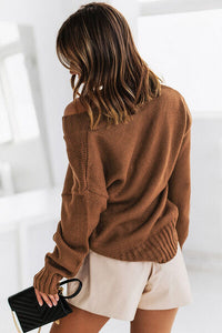 V-Neck Dropped Shoulder Sweater - Pahabu