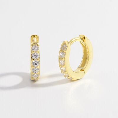 925 Sterling Silver Inlaid Zircon Huggie Earrings - Pahabu