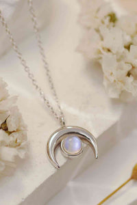 High Quality Natural Moonstone Moon Pendant 925 Sterling Silver Necklace - Pahabu