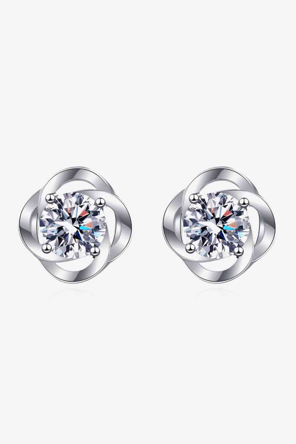 It's Your Day Moissanite Rhodium-Plated Stud Earrings - Pahabu