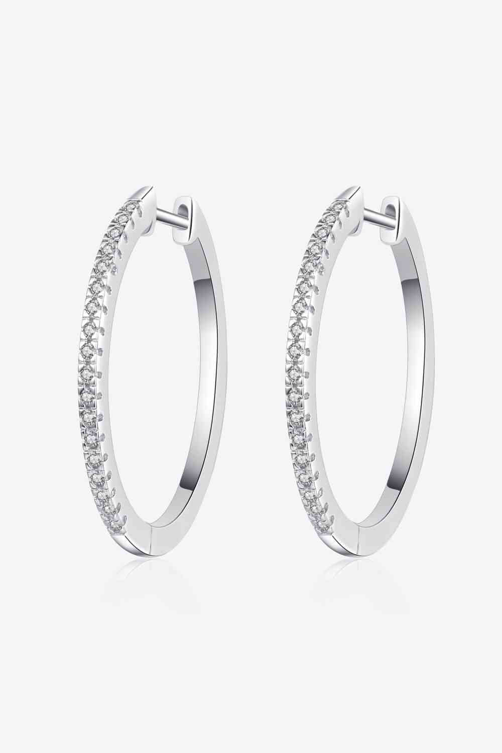 Rhodium-Plated Moissanite Hoop Earrings - Pahabu