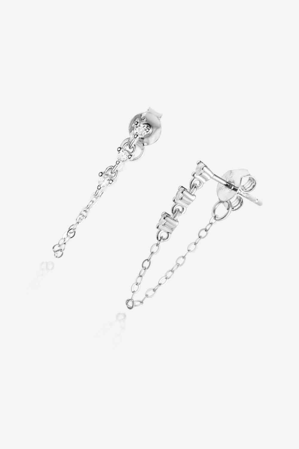 Zircon 925 Sterling Silver Chain Earrings - Pahabu