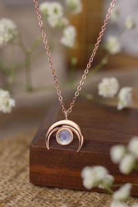 High Quality Natural Moonstone Moon Pendant 925 Sterling Silver Necklace - Pahabu