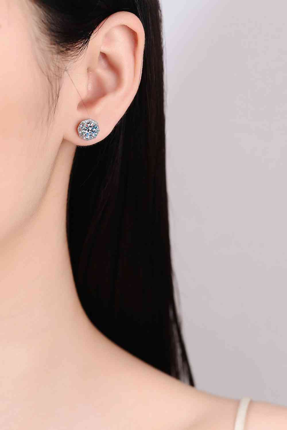2 Carat Moissanite 925 Sterling Silver Stud Earrings - Pahabu