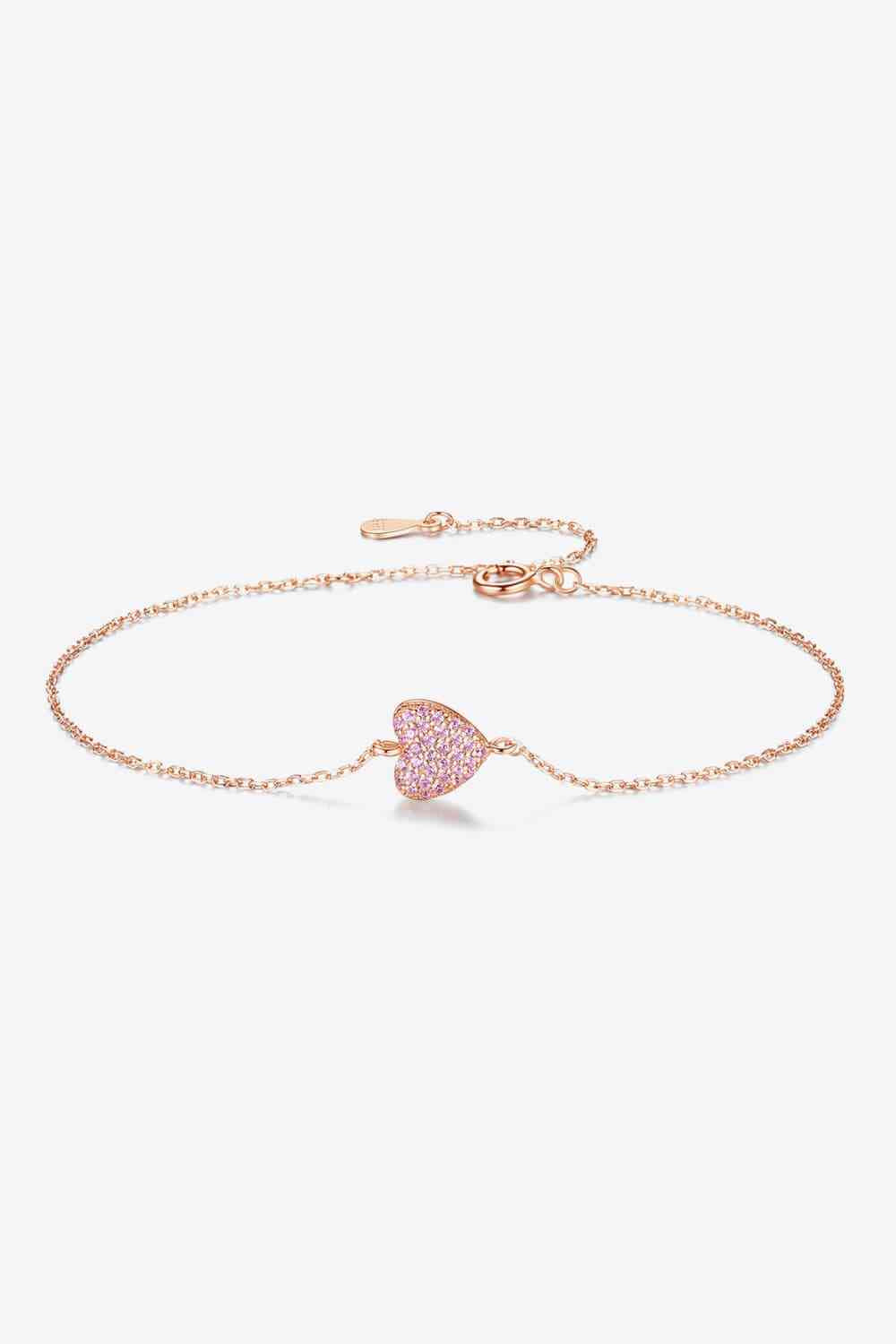 Zircon Heart 925 Sterling Silver Bracelet - Pahabu