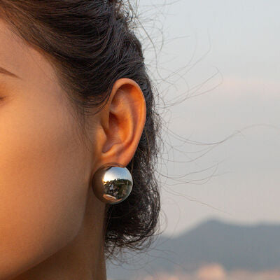 Hemispherical Stainless Steel Clip On Earrings - Pahabu