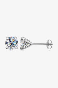 925 Sterling Silver 1 Carat Moissanite 4-Prong Stud Earrings - Pahabu