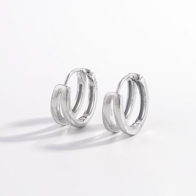 925 Sterling Silver Inlaid Zircon Huggie Earrings - Pahabu