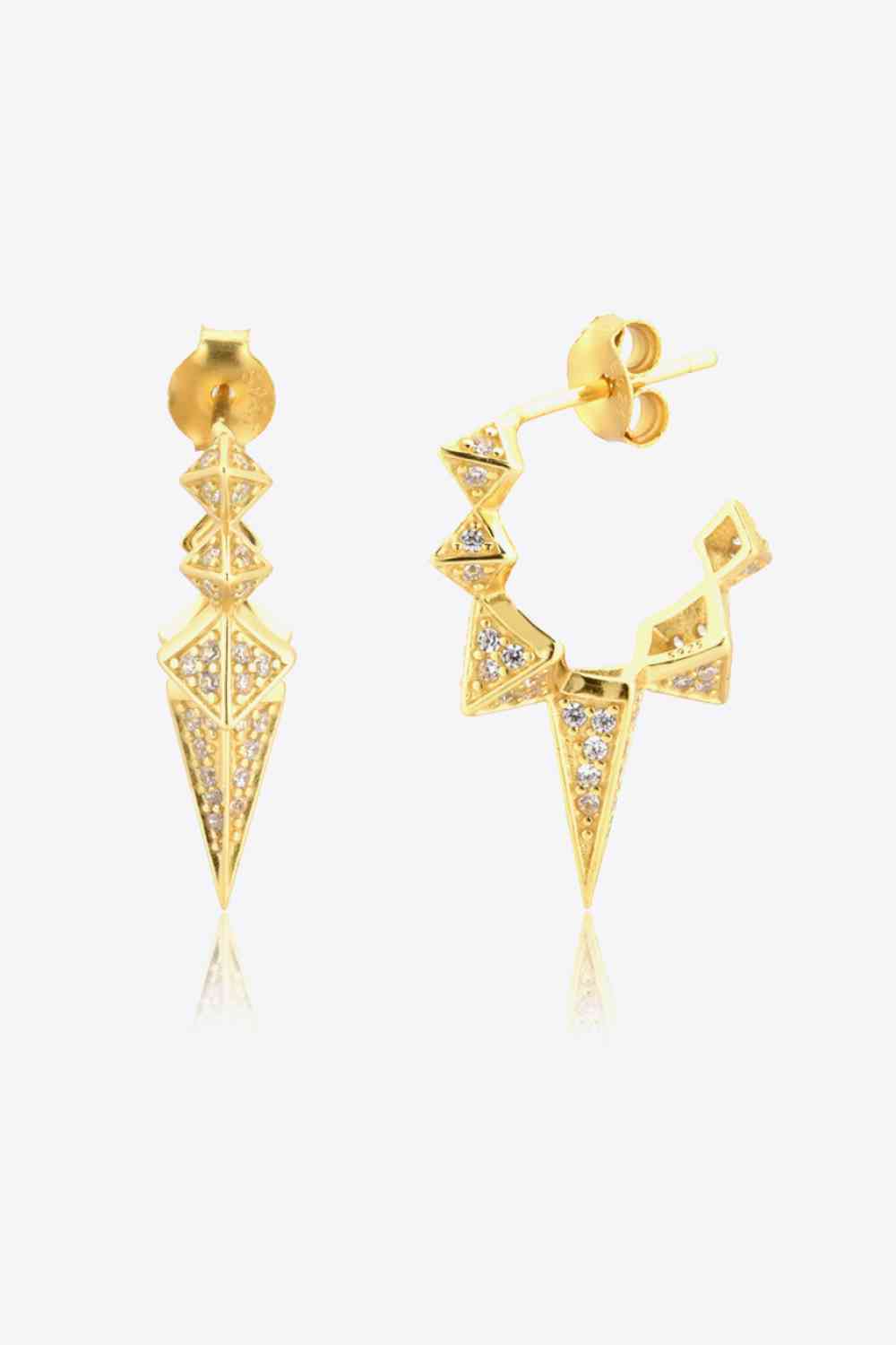 Geometric Zircon Decor 925 Sterling Silver Earrings - Pahabu